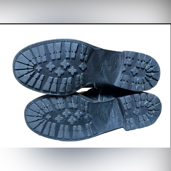 Jimmy Choo Dakar Moto Zipper Boot Size EU 38 US 8 Black Buckle Biker Leather - Picture 4 of 7